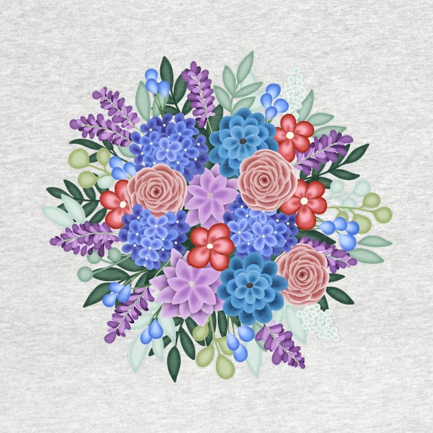 Red, Purple and Blue Floral bouquet by Designed-by-bix